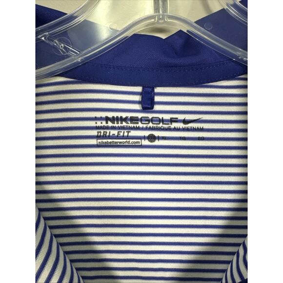 Nike Golf Polo Women’s XL Dri Fit Striped Sleeveless Blue Top Button Front - Picture 5 of 6